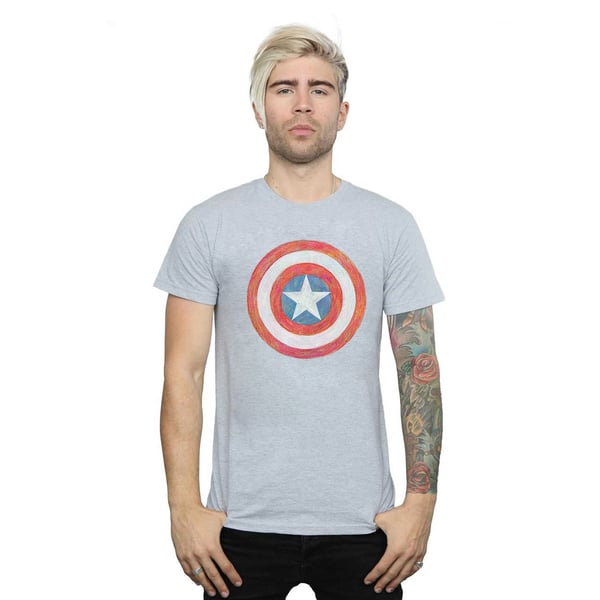 Marvel Mens Captain America Sketched Shield T-Shirt