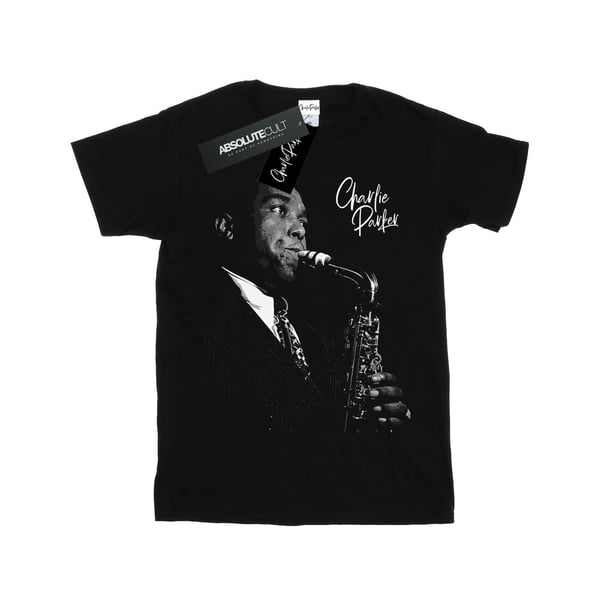 Charlie Parker Dam/Dam Spelar Saxofon Bomull Boyfriend T-Shirt