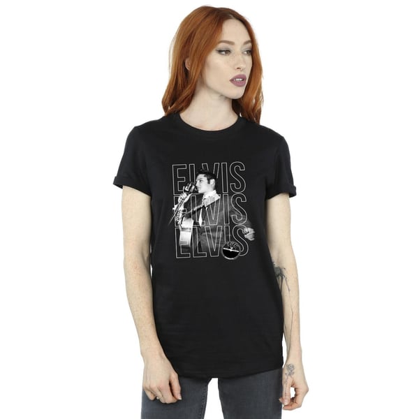 Elvis Womens/Ladies Triple Logo Portrait Cotton Boyfriend T-Shirt