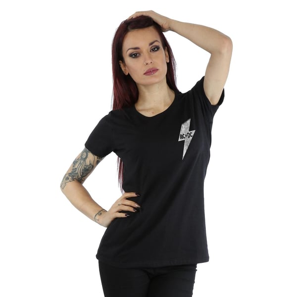 AC/DC Womens/Ladies Small Lightning Bolt Cotton T-Shirt