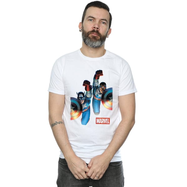 Marvel Mens Falcon And Captain America Side By Side T-Shirt