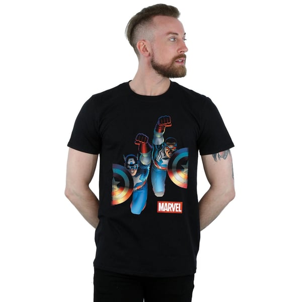 Marvel Mens Falcon And Captain America Side By Side T-Shirt