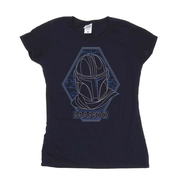 Star Wars Womens/Ladies The Mandalorian Outline Helm Diamond Cotton T-Shirt