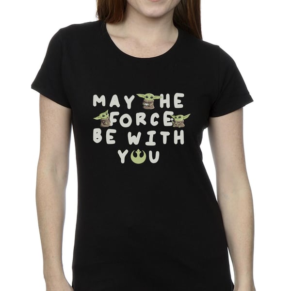 Star Wars Womens/Ladies The Mandalorian Grogu May The Force Be With You Cotton T-Shirt