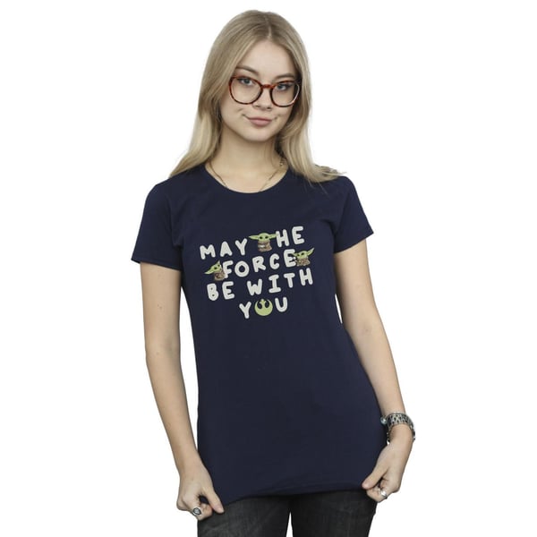 Star Wars Womens/Ladies The Mandalorian Grogu May The Force Be With You Cotton T-Shirt