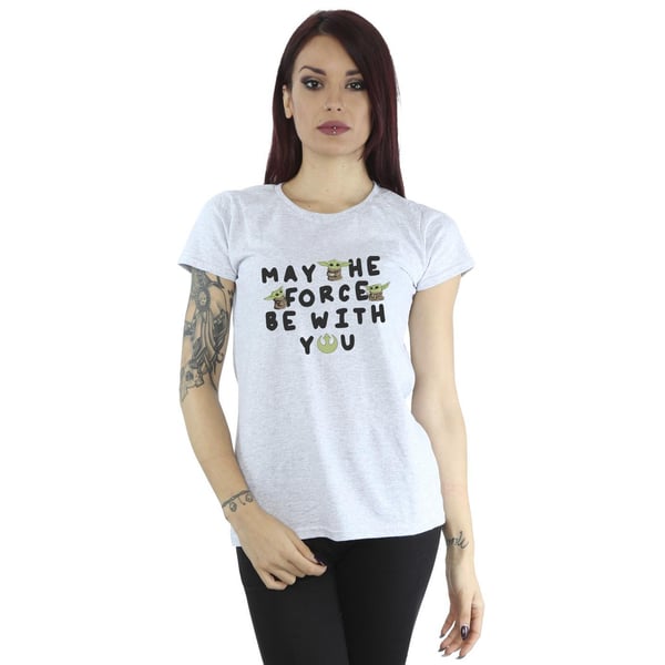 Star Wars Womens/Ladies The Mandalorian Grogu May The Force Be With You Cotton T-Shirt