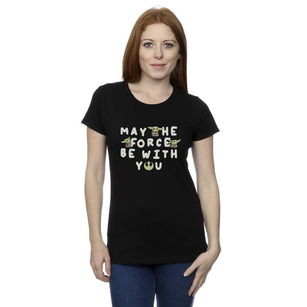 Star Wars Womens/Ladies The Mandalorian Grogu May The Force Be With You Cotton T-Shirt