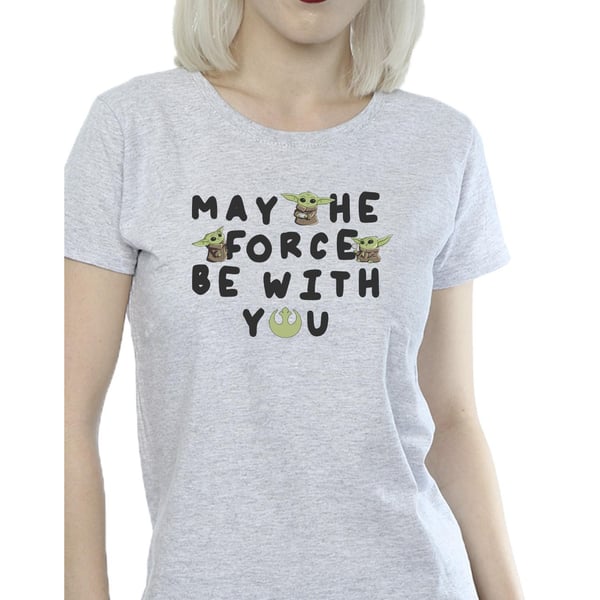 Star Wars Womens/Ladies The Mandalorian Grogu May The Force Be With You Cotton T-Shirt
