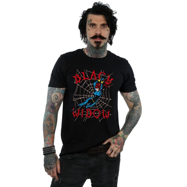 Marvel Herr Svart Änka Web T-Shirt