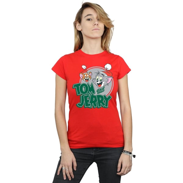 Tom And Jerry Womens/Ladies Christmas Greetings Cotton T-Shirt