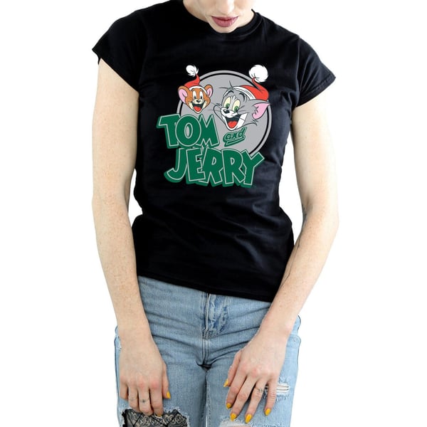 Tom And Jerry Womens/Ladies Christmas Greetings Cotton T-Shirt