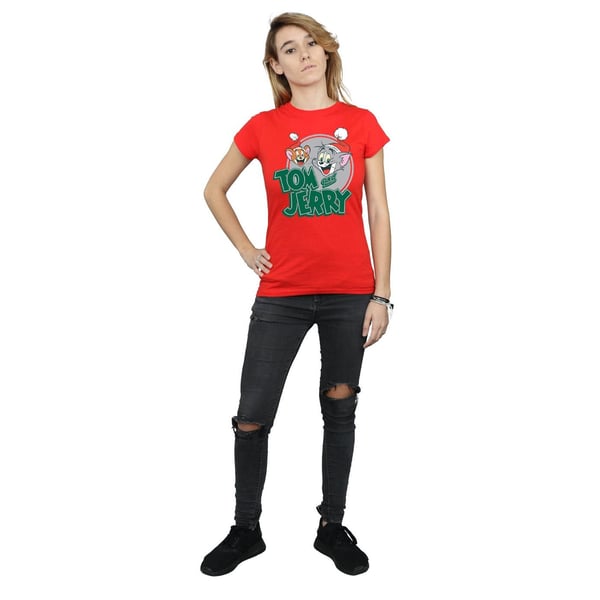 Tom And Jerry Womens/Ladies Christmas Greetings Cotton T-Shirt