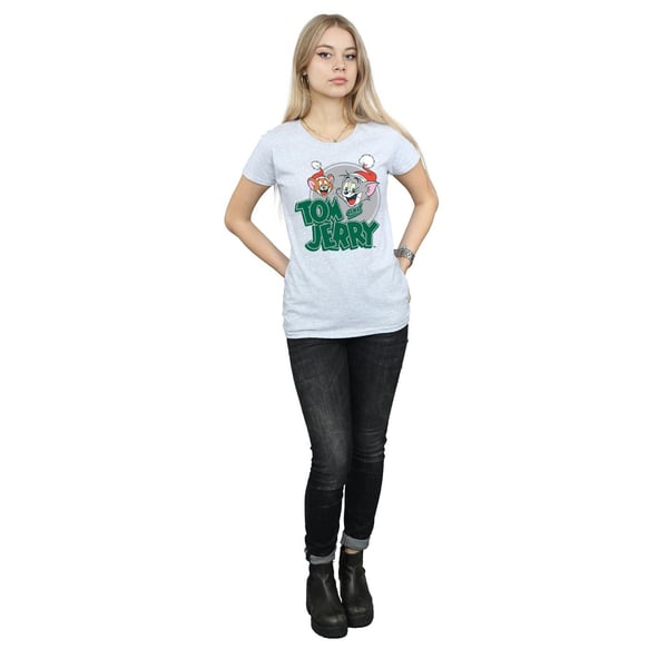 Tom And Jerry Womens/Ladies Christmas Greetings Cotton T-Shirt