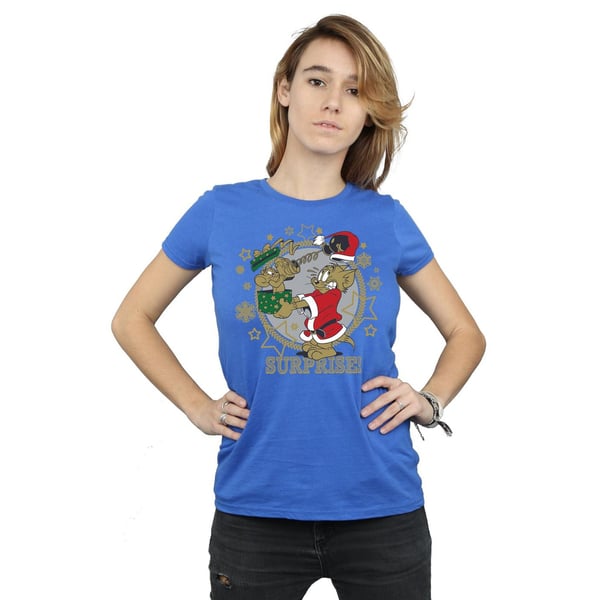 Tom And Jerry Womens/Ladies Christmas Surprise Cotton T-Shirt