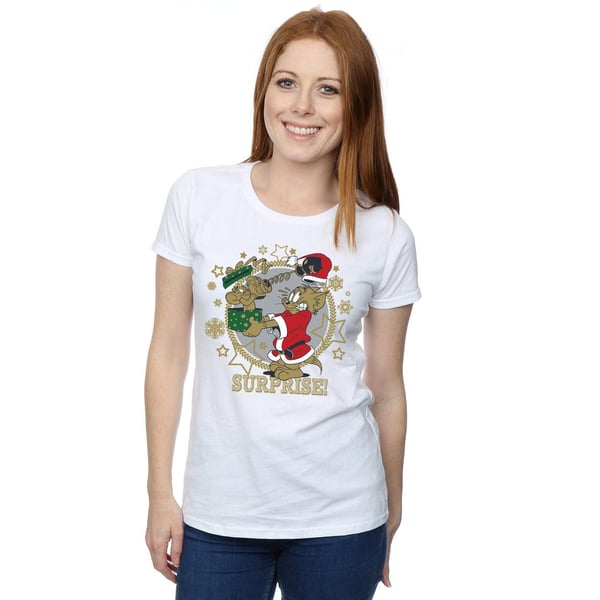 Tom And Jerry Womens/Ladies Christmas Surprise Cotton T-Shirt