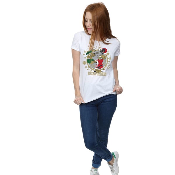Tom And Jerry Womens/Ladies Christmas Surprise Cotton T-Shirt