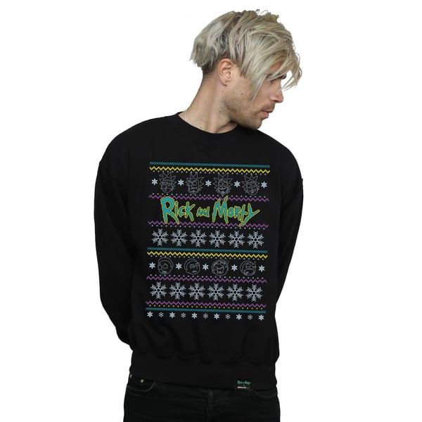 Rick And Morty Mens Christmas Faces Sweatshirt