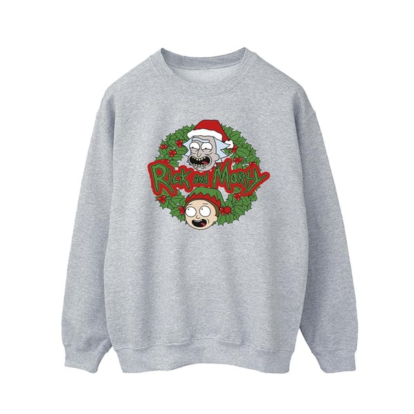 Rick And Morty Mens Christmas Wreath Sweatshirt