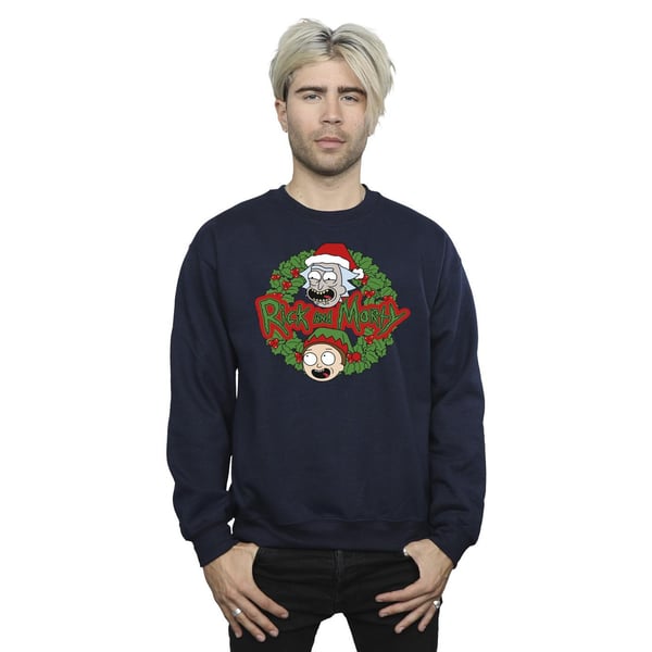Rick And Morty Mens Christmas Wreath Sweatshirt