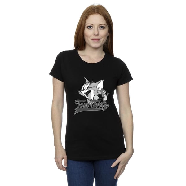 Tom And Jerry Womens/Ladies Greyscale Square Cotton T-Shirt