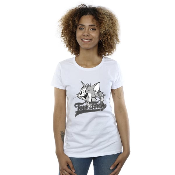 Tom And Jerry Womens/Ladies Greyscale Square Cotton T-Shirt