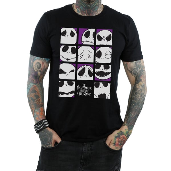 Disney Mens Nightmare Before Christmas Many Faces Of Jack Squares T-Shirt