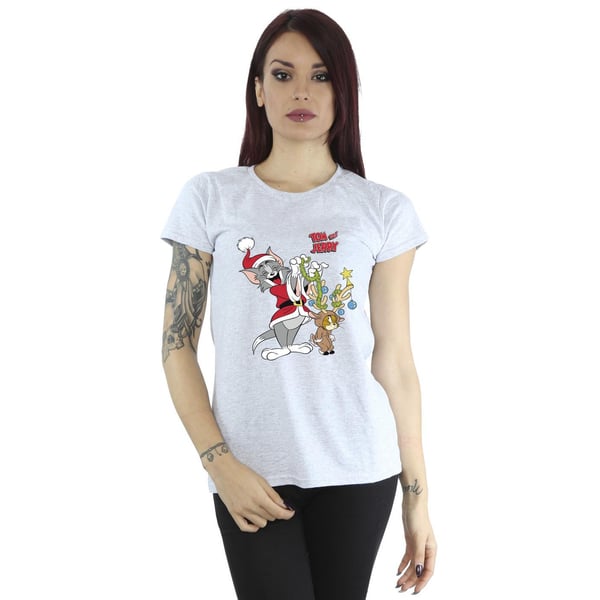 Tom & Jerry Womens/Ladies Christmas Reindeer Cotton T-Shirt