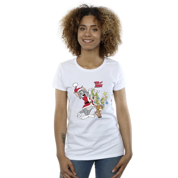 Tom & Jerry Womens/Ladies Christmas Reindeer Cotton T-Shirt