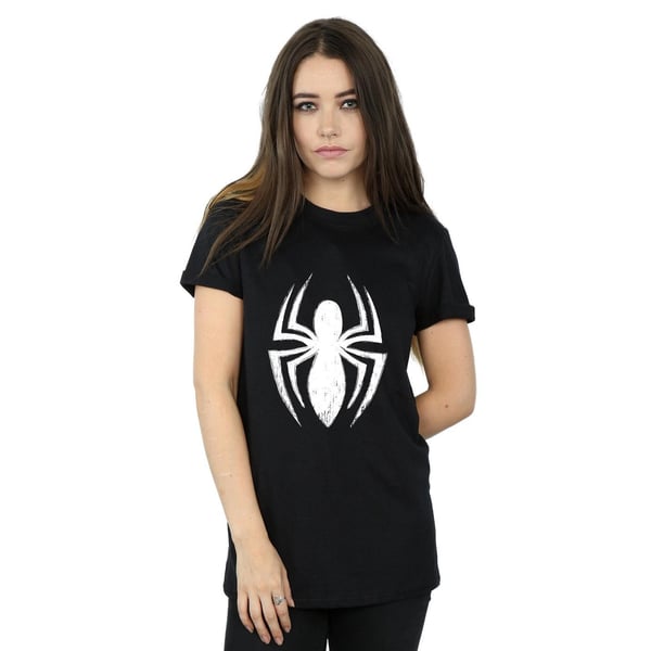 Marvel Womens/Ladies Spider-Man Ultimate Spider Logo Cotton Boyfriend T-Shirt