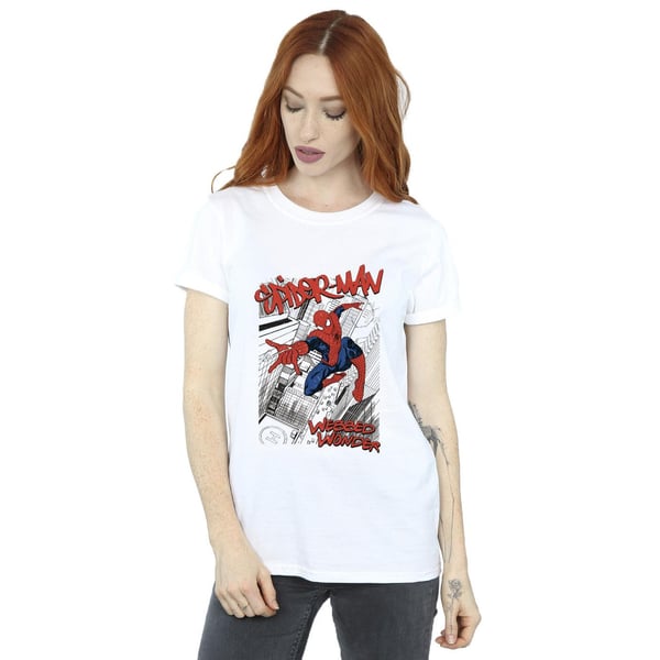 Marvel Womens/Ladies Spider-Man Sketch City Cotton Boyfriend T-Shirt