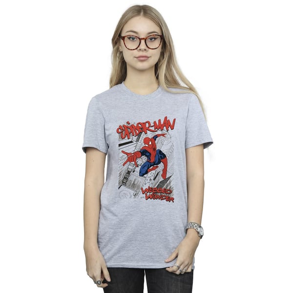 Marvel Womens/Ladies Spider-Man Sketch City Cotton Boyfriend T-Shirt