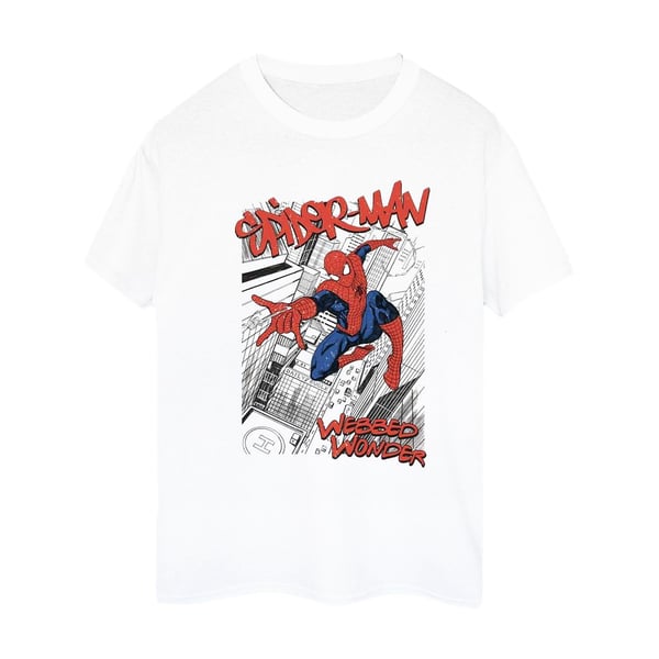 Marvel Womens/Ladies Spider-Man Sketch City Cotton Boyfriend T-Shirt
