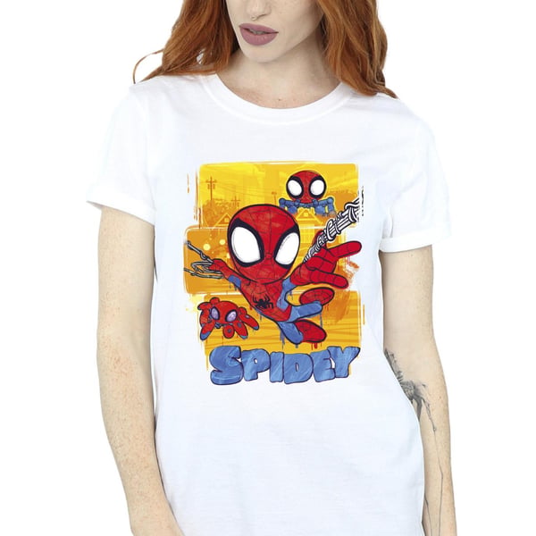 Marvel Womens/Ladies Spidey And His Amazing Friends Flying Cotton Boyfriend T-Shirt