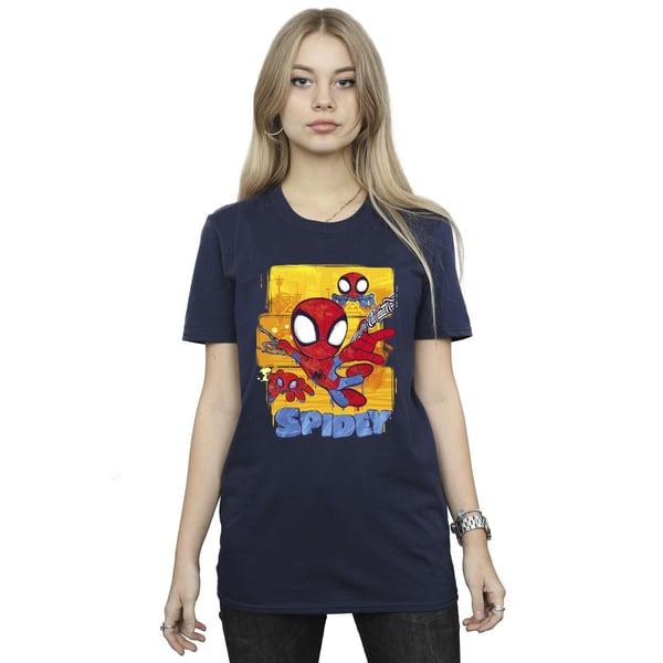 Marvel Womens/Ladies Spidey And His Amazing Friends Flying Cotton Boyfriend T-Shirt