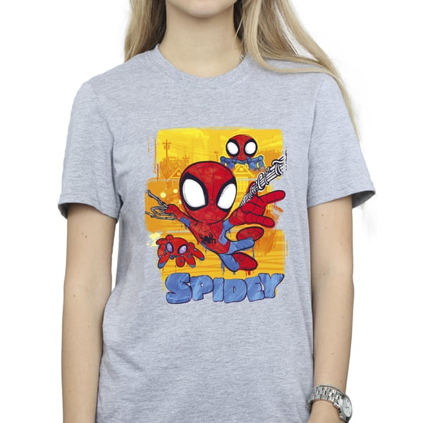 Marvel Womens/Ladies Spidey And His Amazing Friends Flying Cotton Boyfriend T-Shirt