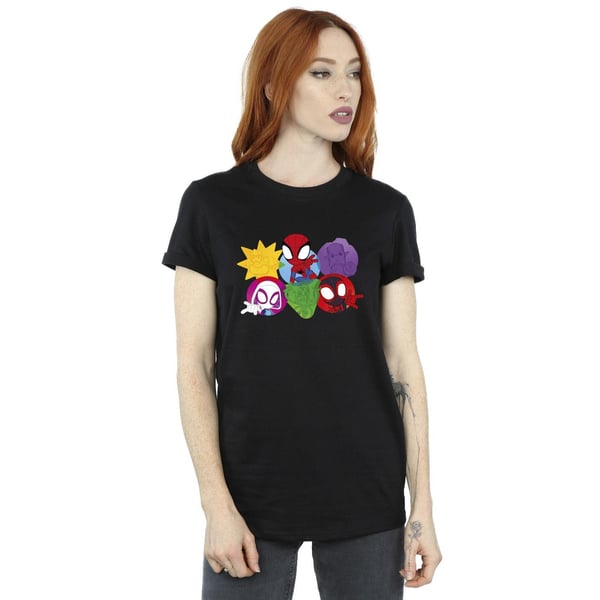 Marvel Womens/Ladies Spidey And His Amazing Friends Faces Cotton Boyfriend T-Shirt
