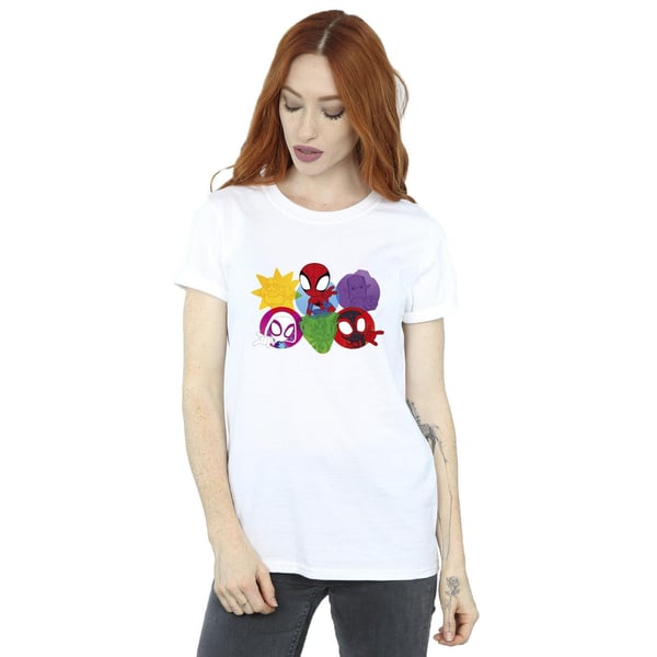 Marvel Womens/Ladies Spidey And His Amazing Friends Faces Cotton Boyfriend T-Shirt