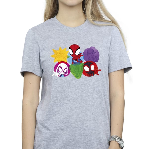 Marvel Womens/Ladies Spidey And His Amazing Friends Faces Cotton Boyfriend T-Shirt
