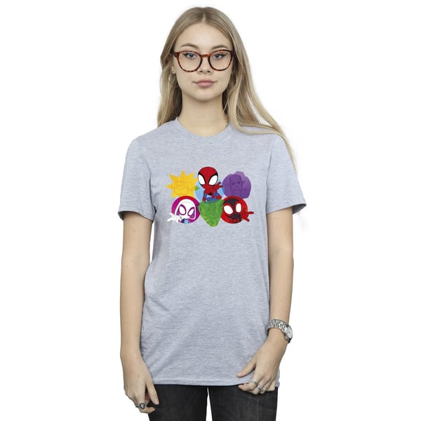 Marvel Womens/Ladies Spidey And His Amazing Friends Faces Cotton Boyfriend T-Shirt