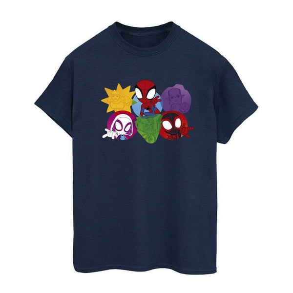 Marvel Dam/Kvinnor Spidey And His Amazing Friends Faces Bomulls Boyfriend T-shirt
