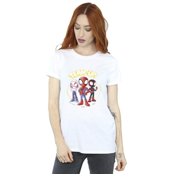 Marvel Womens/Ladies Spidey And His Amazing Friends Sketch Cotton Boyfriend T-Shirt