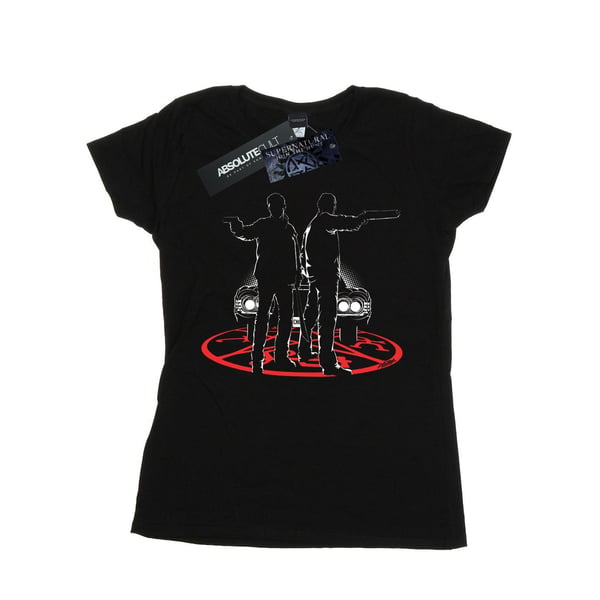 Supernatural Dam/Dam Sam Och Dean Silhuett Bomull Boyfriend T-Shirt