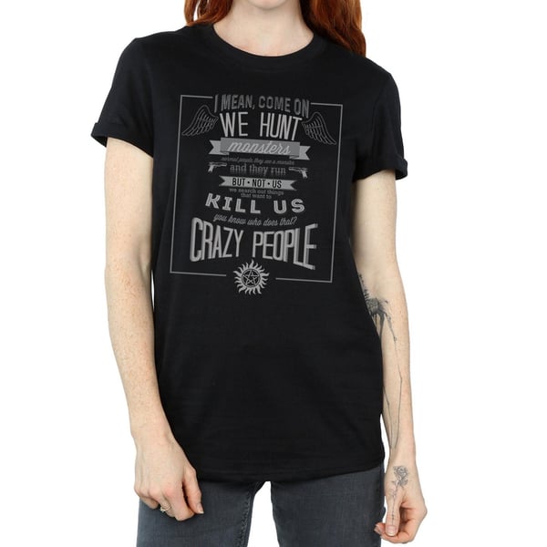Supernatural Womens/Ladies Crazy People Cotton Boyfriend T-Shirt