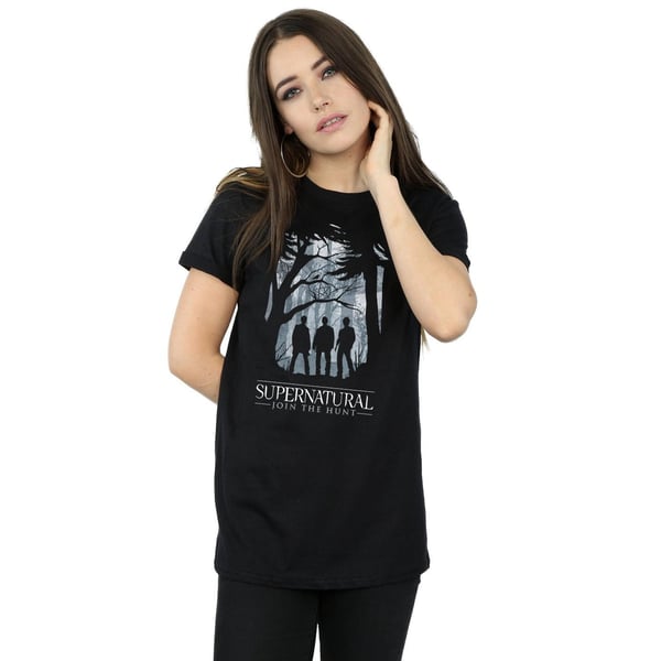 Supernatural Womens/Ladies Group Outline Cotton Boyfriend T-Shirt