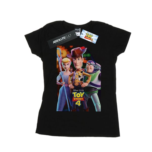 Disney naisten/naisten Toy Story 4 Buzz Woody ja Bo Peep -juliste puuvillainen T-paita