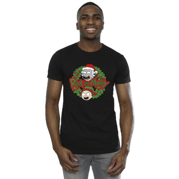 Rick And Morty Mens Christmas Wreath T-Shirt
