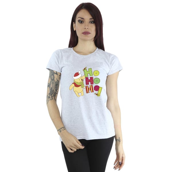 Disney Womens/Ladies Winnie The Pooh Ho Ho Ho Scarf Cotton T-Shirt