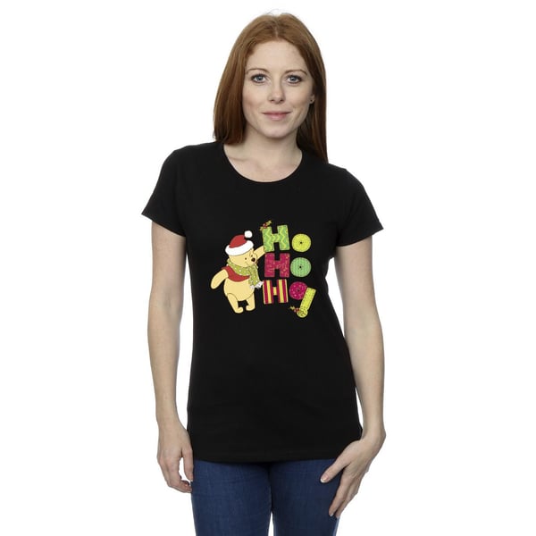 Disney Womens/Ladies Winnie The Pooh Ho Ho Ho Scarf Cotton T-Shirt