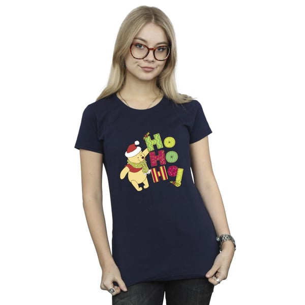 Disney Womens/Ladies Winnie The Pooh Ho Ho Ho Scarf Cotton T-Shirt