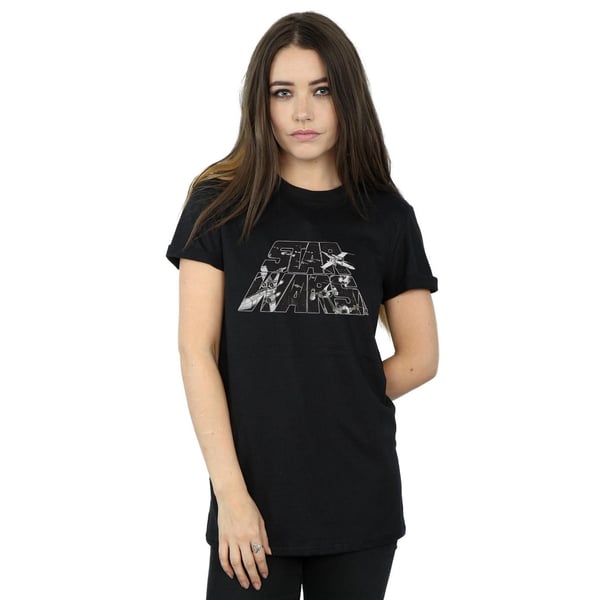 Star Wars Womens/Ladies Logo Space Sketch Cotton Boyfriend T-Shirt